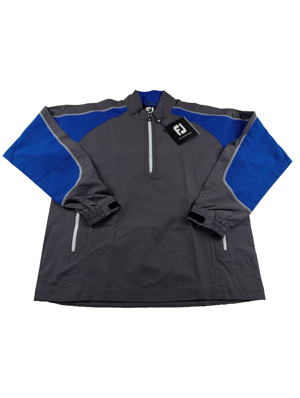 FootJoy FJ Windshirt Mens Small Gray Royal Blue Half Zip Golf Jacket NWT S